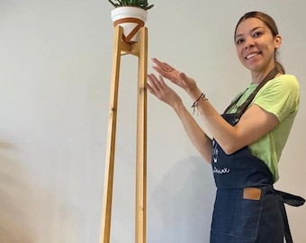 Handmade Wooden Plant Pot Stand - Solid Scandinavian Wood, Small Pots