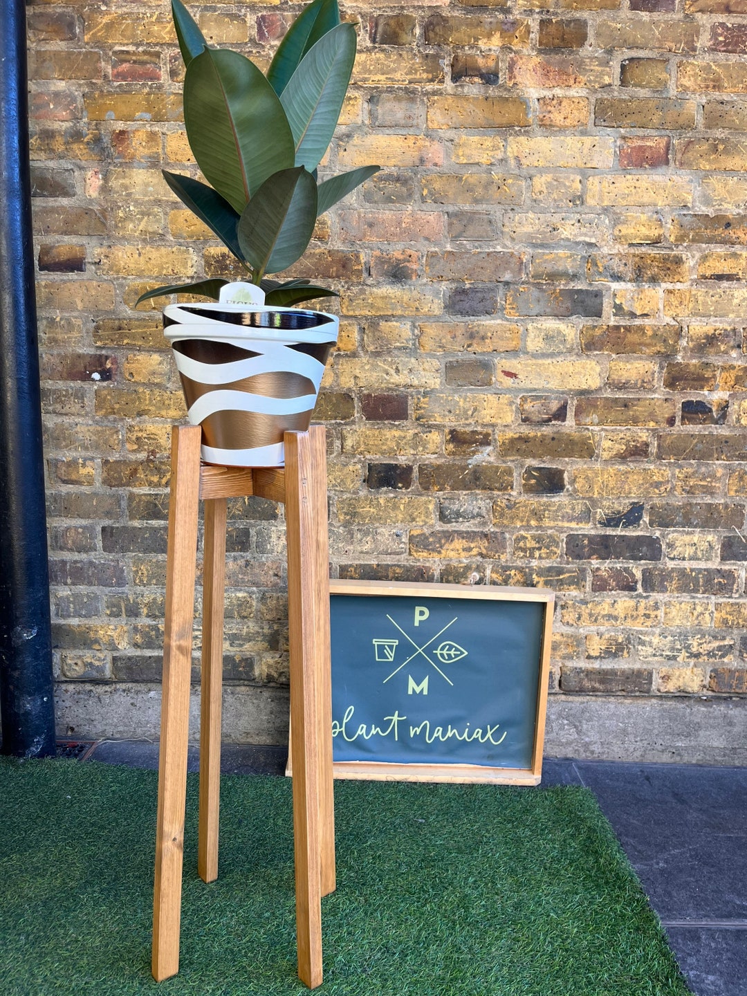 Handmade Wood Plant Pot Stand – Diagonal Leg Design, Made in UK - Etsy