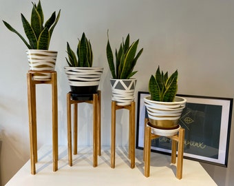 Plant pot Stand - Wooden Plant Stand display - Hand made in solid wood in the Uk - Washed Effect plant stand in many colors and sizes