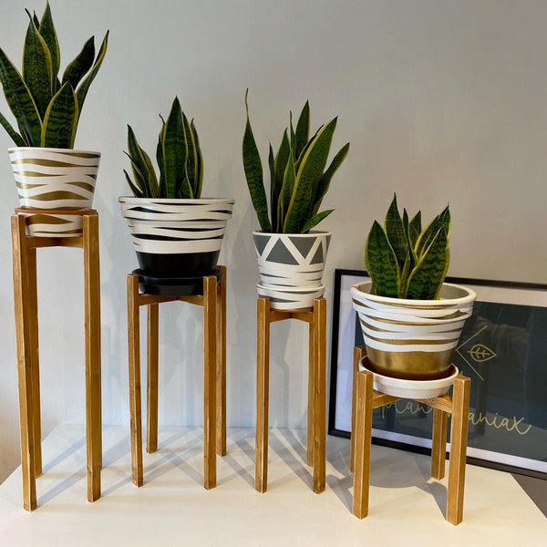 Plant pot Stand - Wooden Plant Stand display - Hand made in solid wood in the Uk - Washed Effect plant stand in many colors and sizes