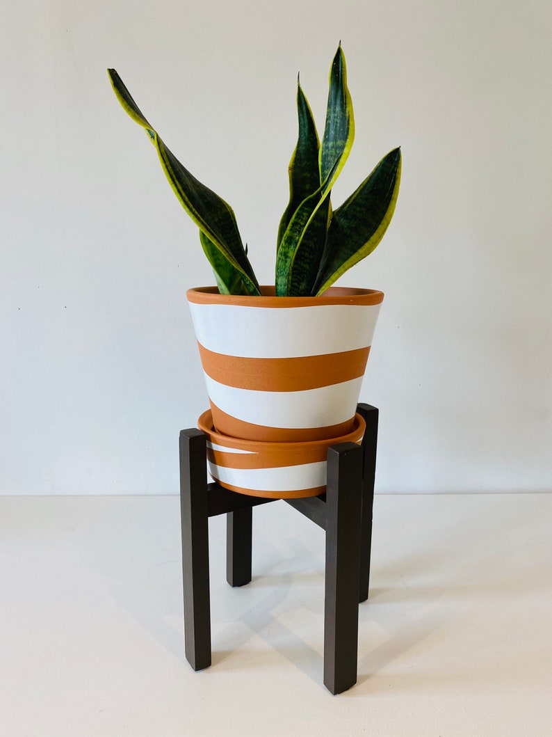 Plant Pot Stand Hand made in dark Oak color 25cm tall and 20cm Etsy
