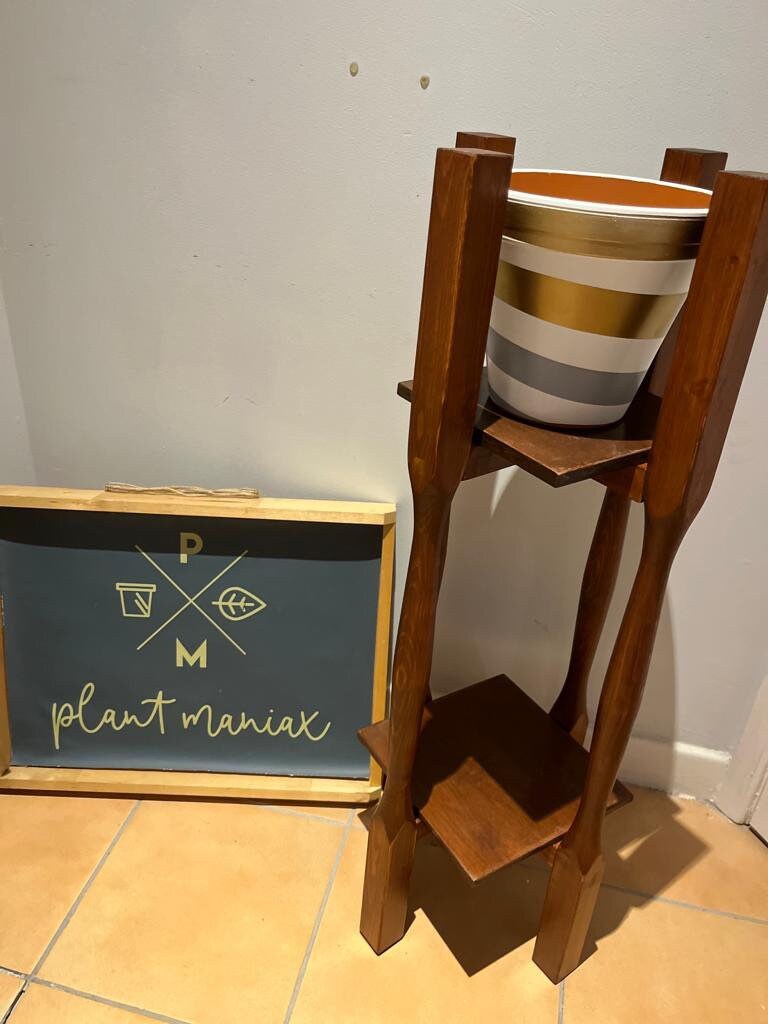 Handmade Rustic Wood Plant Stand – Two Tier Display, Tall Accent Table ...