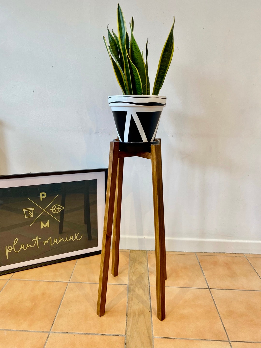 Handmade Solid Wood Plant Stand - Diagonal Design, UK Made - Etsy
