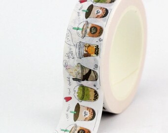 Coffee and Boba Washi Tape | Coffee Boba Shop | Snail Mail Washi Exchange | Journal Planner Supply | Stocking Stuffers