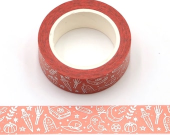 Cinta Washi de garabatos de Halloween / Cinta de enmascaramiento espeluznante / Intercambio de regalos por correo de caracol / Suministro de planificador de diario de balas