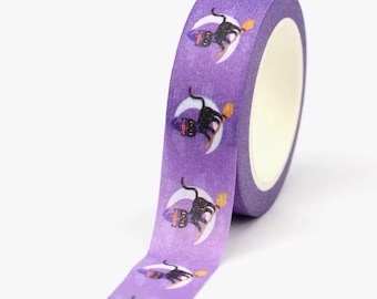 Cinta washi de Witchy Kitty / Washi con temática de Halloween / Washi de gatos espeluznantes / Intercambio de washi por correo postal / Suministros para planificadores Bujo