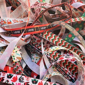 GRAB BAG - Lot of 20 yards 5/8" Christmas Themed Grosgrain Ribbon by the yard - NEW