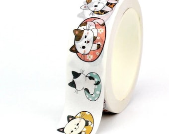 Gatos en cinta washi flotante / Gatos lindos Washi / Snail Mail Bullet Journal Planner Supply / Penpal Postcrossing Decor Supply