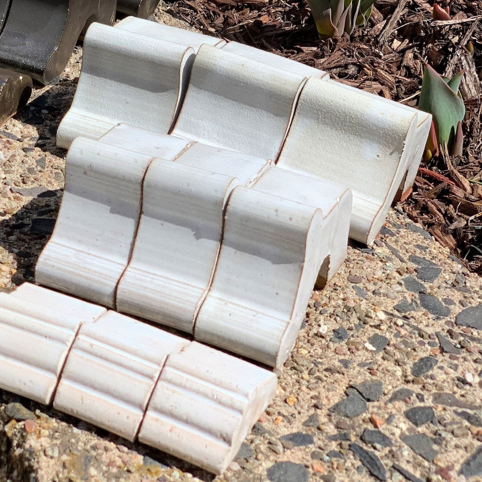 White Glazed 2 Pot Feet Outdoor / Indoor Set of 3 Clay Etsy