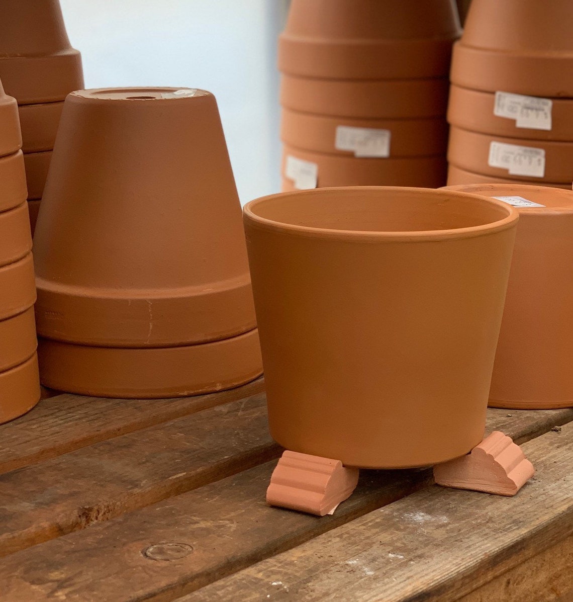 Terracotta Ribbed Pot Feet Outdoor / Indoor Set of 3 Clay Etsy