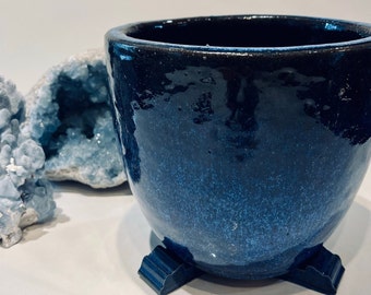 BUY 3 SETS get 25% OFF Small Cobalt Blue Glazed Potfeet Outdoor / Indoor (Set of 3 feet) Pot Feet Clay Planter Riser Legs Clayport Pottery