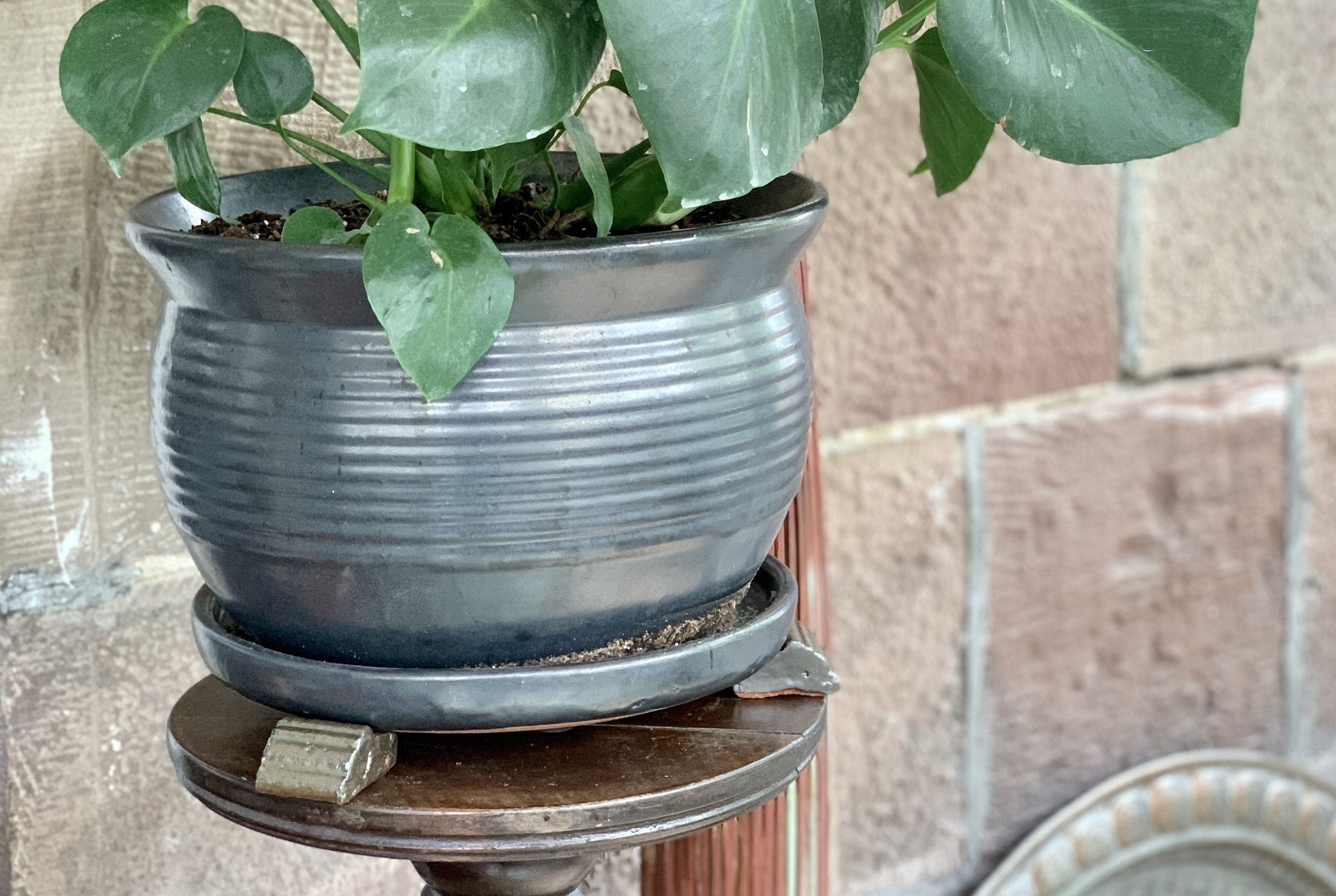 Gunmetal Glazed Ribbed Pot Feet Outdoor / Indoor Set of 3 Etsy