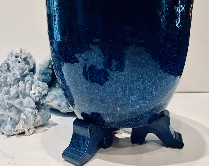 Ceramic Pot Feet set of 4, Handmade Ceramic birdfoot Pot Risers, Blue