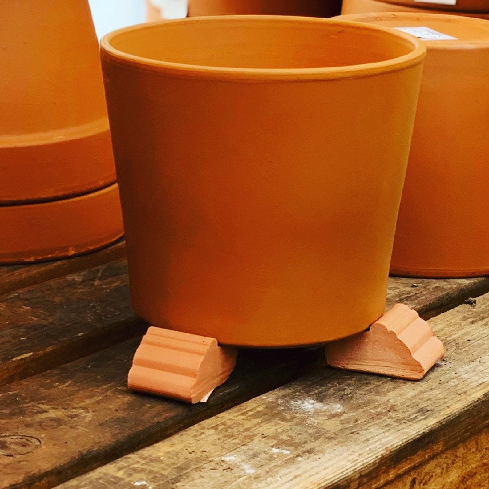 Terracotta Ribbed Pot Feet Outdoor / Indoor Set of 3 Clay Etsy