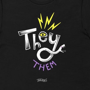 T-Shirt: They Them Mayhem / trans nonbinary pride // unisex black cotton tee by RSP