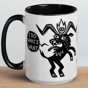 Screaming Devil Goat Coffee Mug // original weird art by Studio RSP