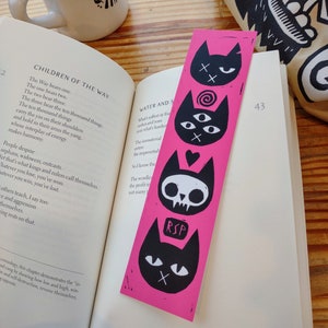 Bookmark // Weird Cats on Hot Pink // original art by Studio RSP image 1