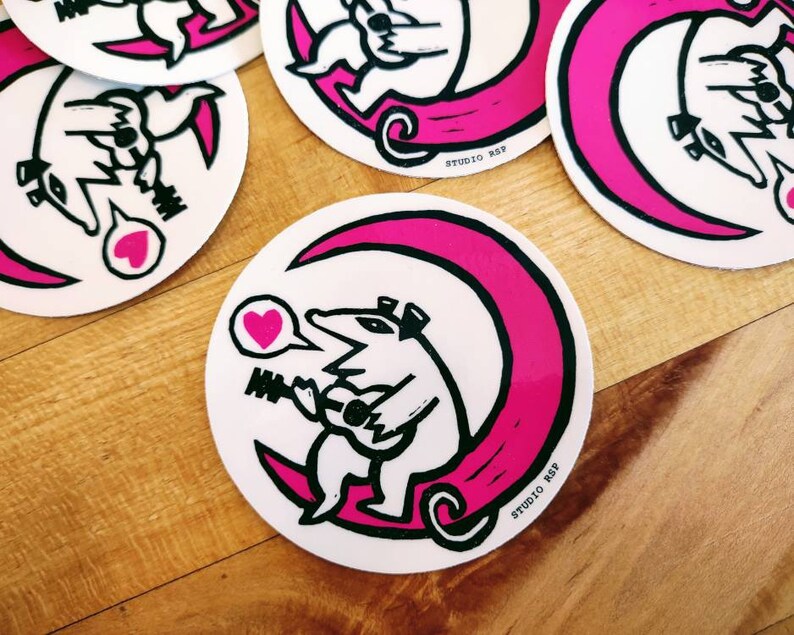 Pink Possum Moon 2.5 vinyl sticker image 2