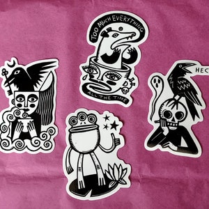 Studio RSP sticker 4 pack #1 | skull raven possum frog | weird art vinyl decal set