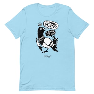 Trans Rights Trans Joy Pigeon Rat T-Shirt // original linocut illustration by Studio RSP
