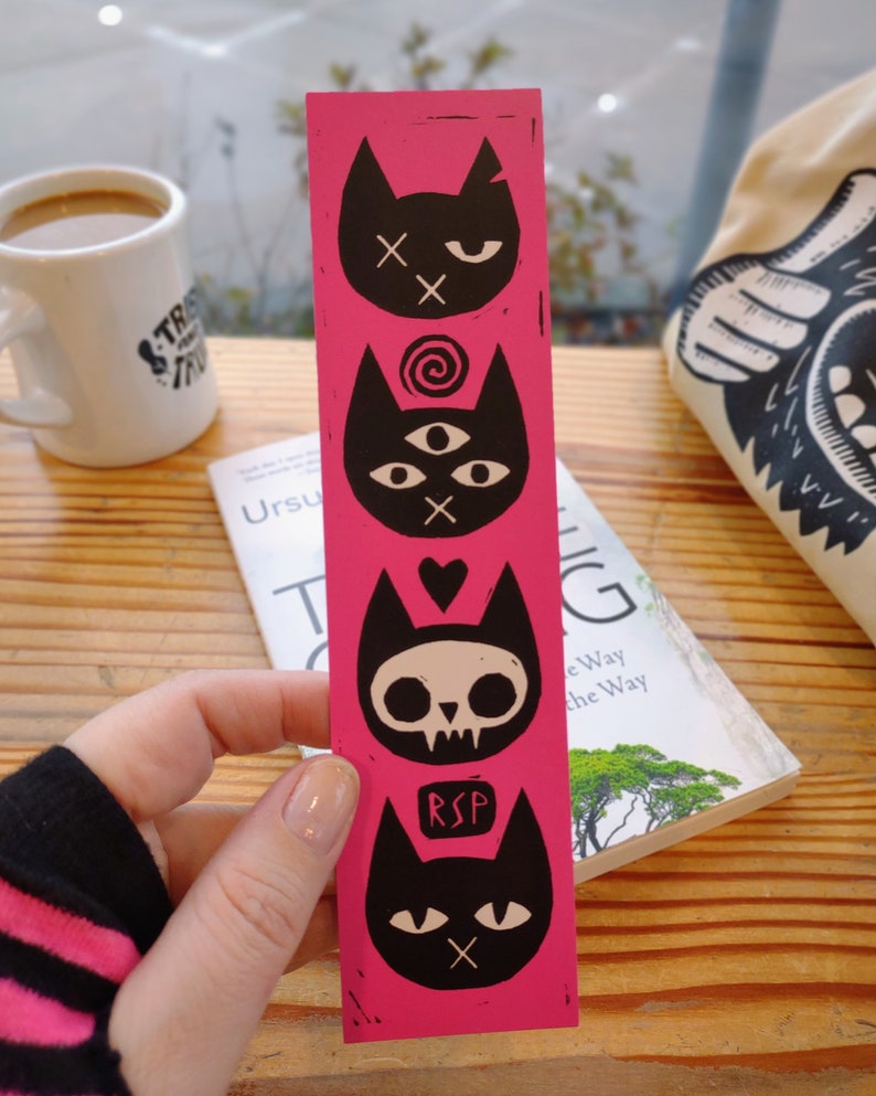 Bookmark // Weird Cats on Hot Pink // original art by Studio RSP image 3