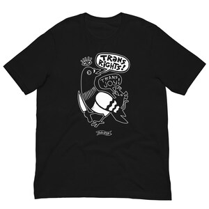 Trans Rights Trans Joy Pigeon Rat T-Shirt // original linocut illustration by Studio RSP