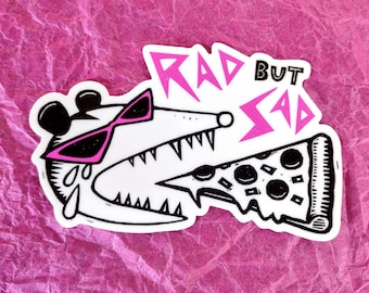 Rad But Sad Pizza Possum // 3" vinyl sticker