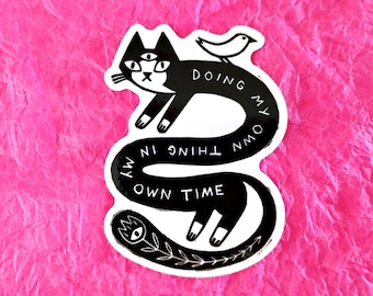 Art Sticker: Doing My Own Thing Weird Cat