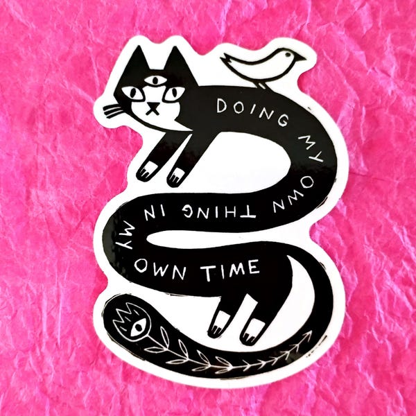 Art Sticker: Doing My Own Thing Weird Cat