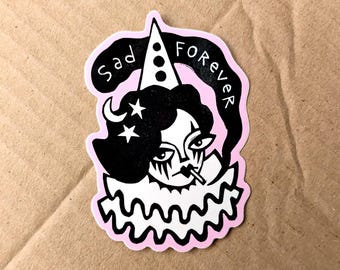 Kunst Sticker: Trauriges Clown Mädchen