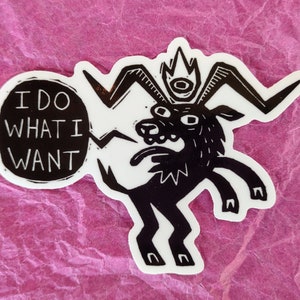 I Do What I Want Devil Goat // 3 vinyl sticker image 1