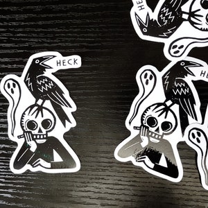 Quoth the Raven: Heck 3 vinyl sticker crow skull ghost image 2
