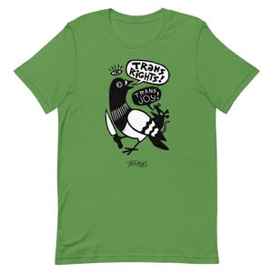 Trans Rights Trans Joy Pigeon Rat T-Shirt // original linocut illustration by Studio RSP