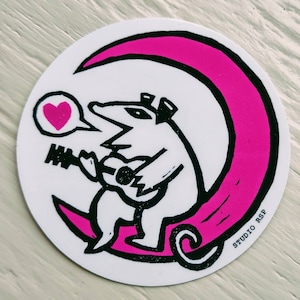 Pink Possum Moon 2.5 vinyl sticker image 1