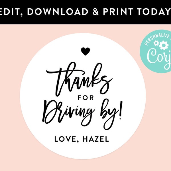 Drive by Baby Shower Thank You Tags Etsy