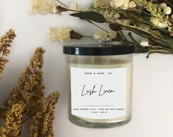 Lush Linen | Fresh Clean | Relaxing | Hand-poured | Spring Candle | 100% Soy wax candle | Scented soy wax | essential oils | 9.0 oz