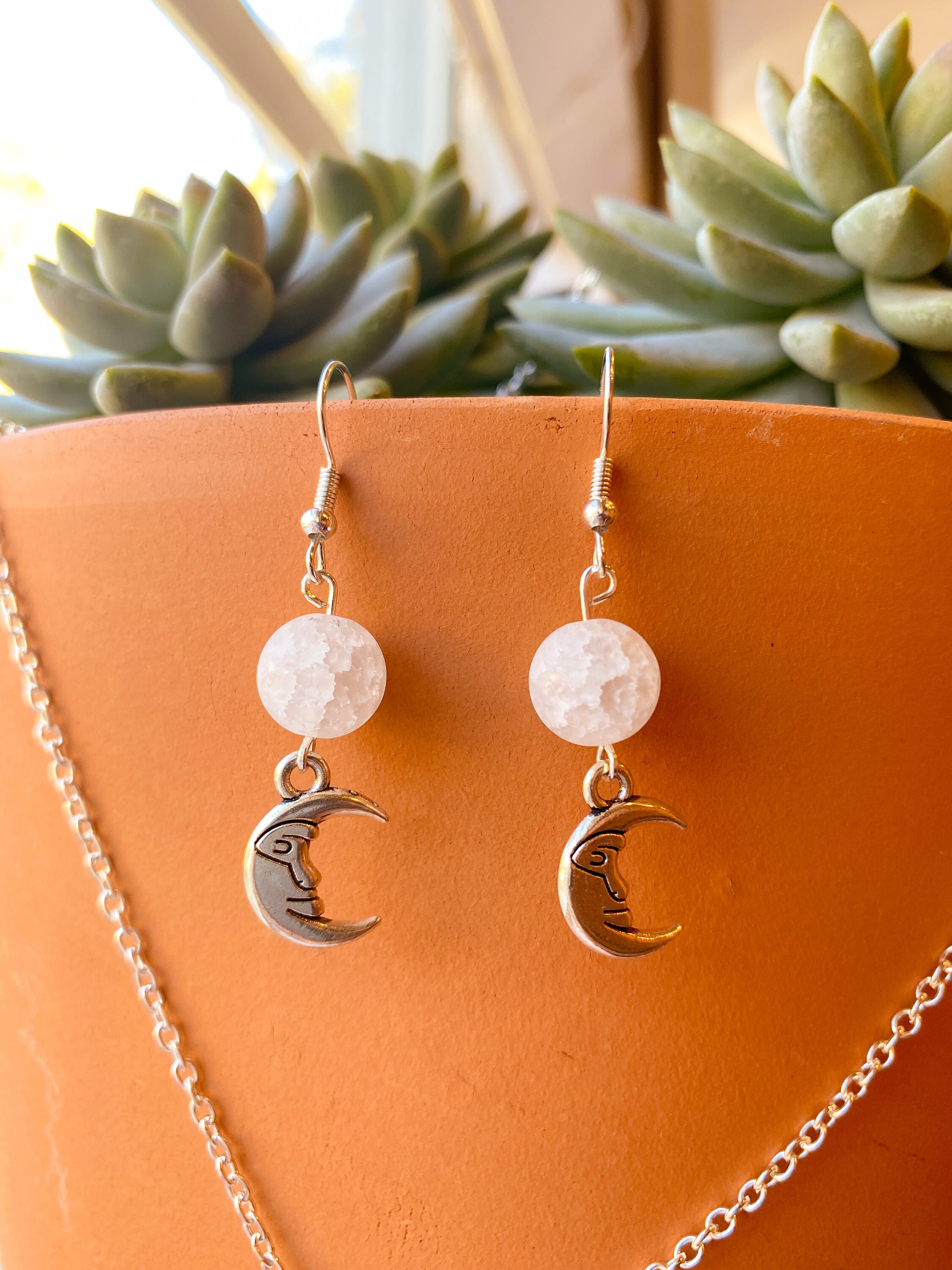 Full Moon Earrings and Necklace Etsy