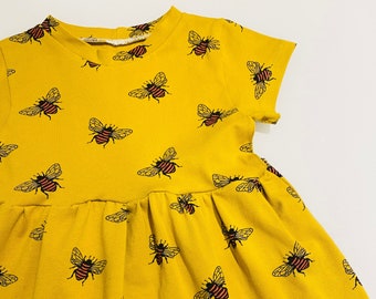 Children’s dress | Baby dress | Toddler dress | Kids dress | Bee dress | Honey | Mustard