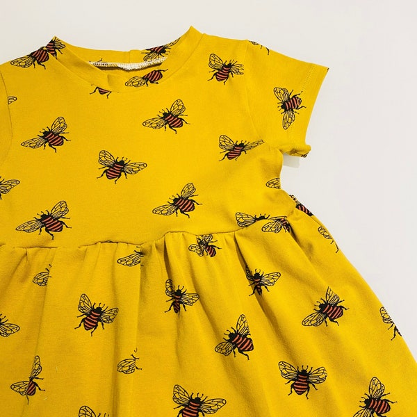 Children’s dress | Baby dress | Toddler dress | Kids dress | Bee dress | Honey | Mustard