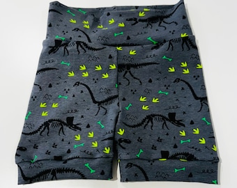 Children's dino shorts | Kids shorts | Toddler shorts | Baby shorts | Dinosaurs | Skeletons | Grey | Boys