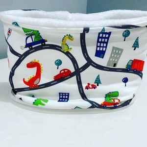 Kinder-Schlauchschal | Kinderschal | Kinderschal | Kinder Schlauchschal | Kleinkind-Schal | Kleinkind Snood | Erwachsenen-Schlauchschal | Dino Straßen Karten