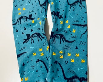 Legging dinosaure enfant | Leggings pour enfants | Leggings pour tout-petits | Leggings bébé | Squelettes de dinosaures | Bleu sarcelle