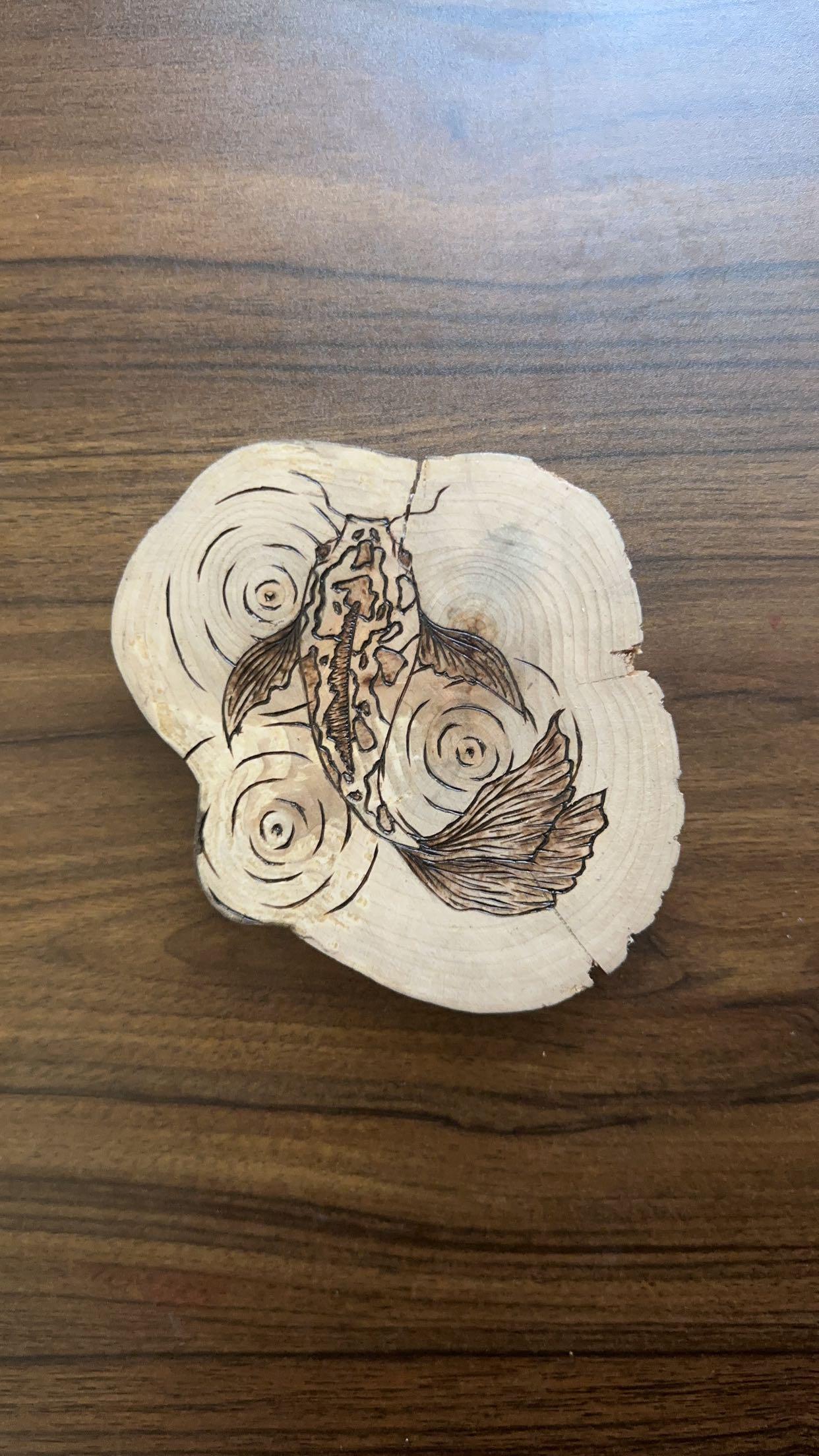 Pyography Fish Patterns Woodburned Koi Fish Pyrography Art - Etsy