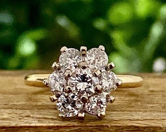 Ladies Vintage Seven Diamond in 14 Karat Yellow Gold/ 1.00 Carat Diamond Ring