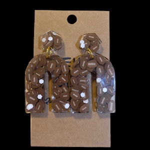Football and Glitter Earrings/ Resin Earrings/ Football Earrings