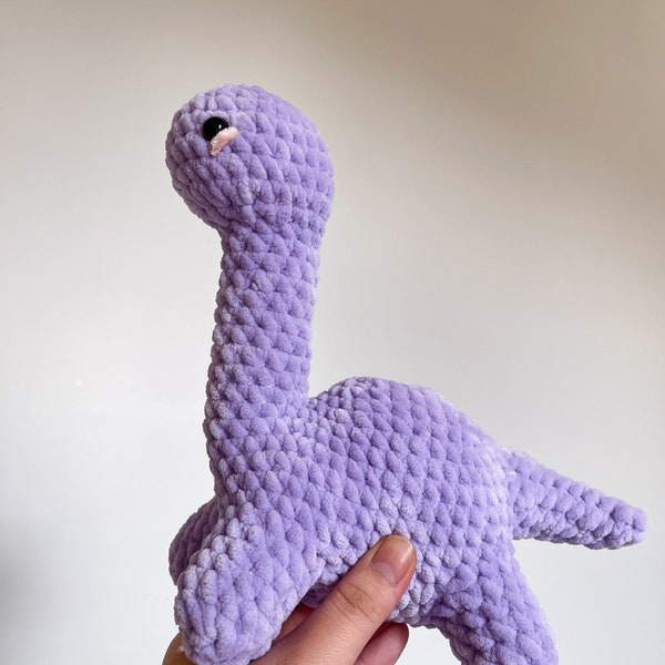 Crochet Brontosaurus Dinosaur Plushie Lavender Purple (Choose from more colors!), Cute Handmade Stuffed Animal Toy Gift