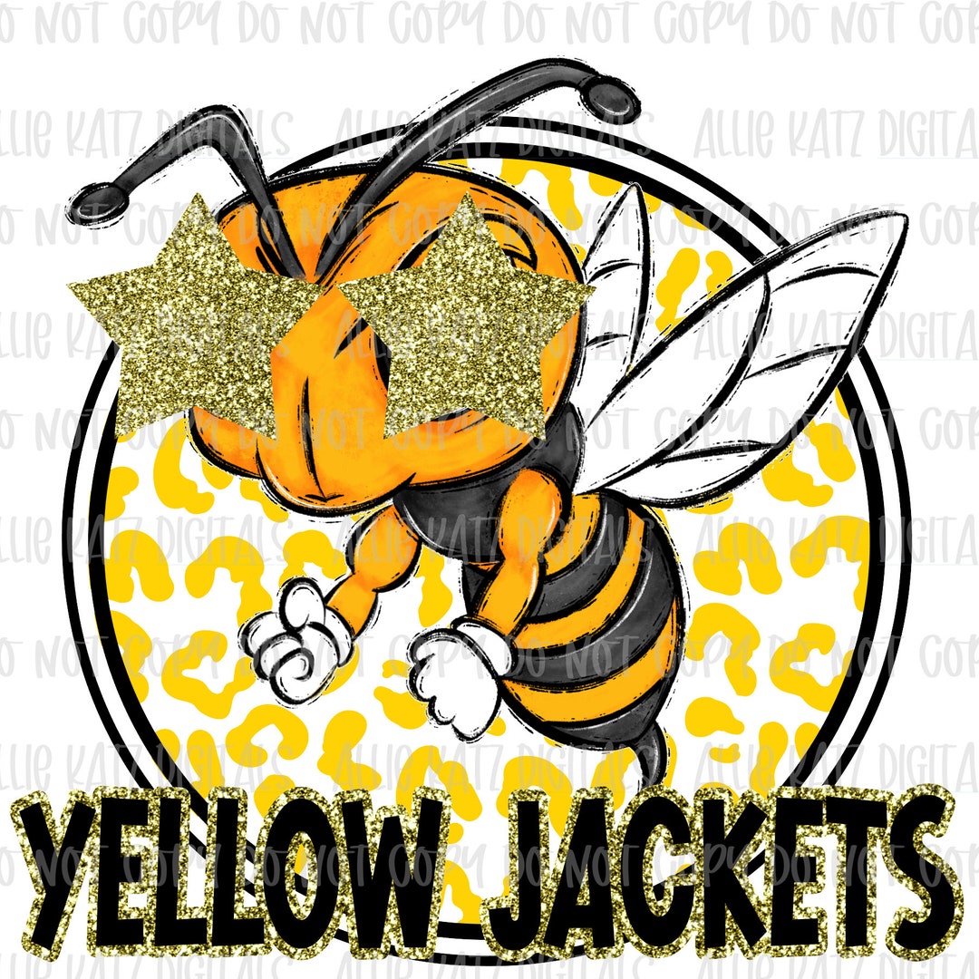 Yellow Jacket Black and Yellow Gold Leopard School Mascot PNG File