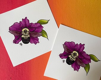 Bee Butt in Azalea Flower mini sticker