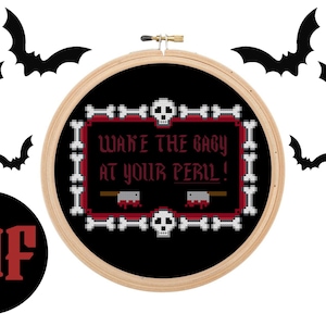 Spooky wake the baby ~ Goth Alt ~ Cross Stitch pattern ~ PDF digital download