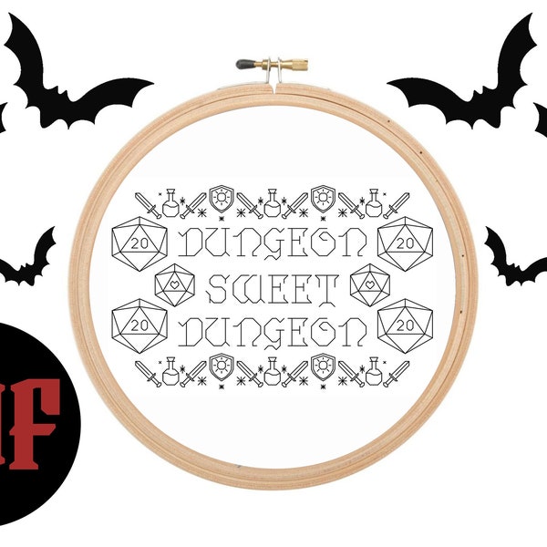 Dungeon sweet dungeon ~ backstitch pattern ~ D&D ~ Cross Stitch pattern ~ PDF digital download